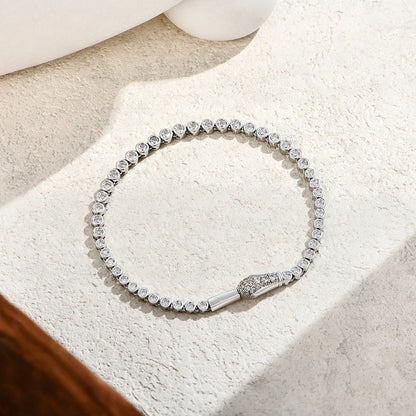 Original Snake Lock Tennis Bracelets S925 Sterling Silver Round Cut Moissanite Bracelet For Women Men Certified Jewelry
