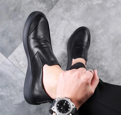 Social Shoe Male Spring Autumn Men's Formal Shoes Casual Business Cowhide 2025 Trend Black Official Cheap Clearance Footwear New