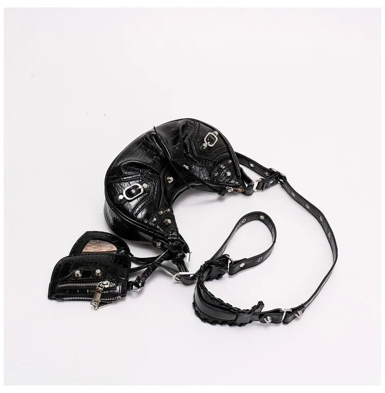 2026 Spring Hot Selling Maillard Style Retro Style Small Bag Spicy Girl Y2K Wasteland Style Vintage Leather Shoulder Armpit Bag