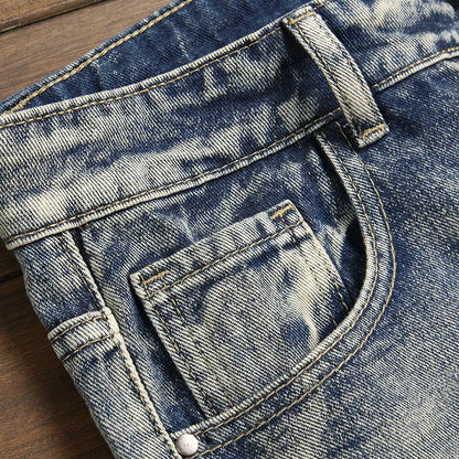 New Retro Jeans Men's Straight Leg Pants Ripped Jeans Fashionable Casual Pants Trousers Pants Street Wear Clothing