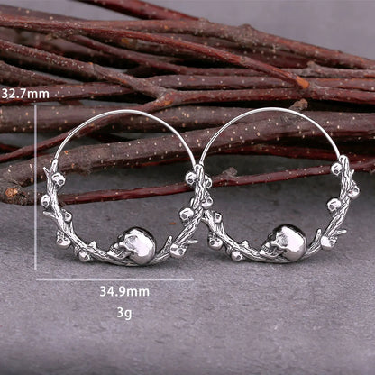 Unique Design Gothic Skull Hoop Earrings Creative Fashion Never Fade Stainless Steel Vintage Punk Hip Hop Earring Jewelry Gift