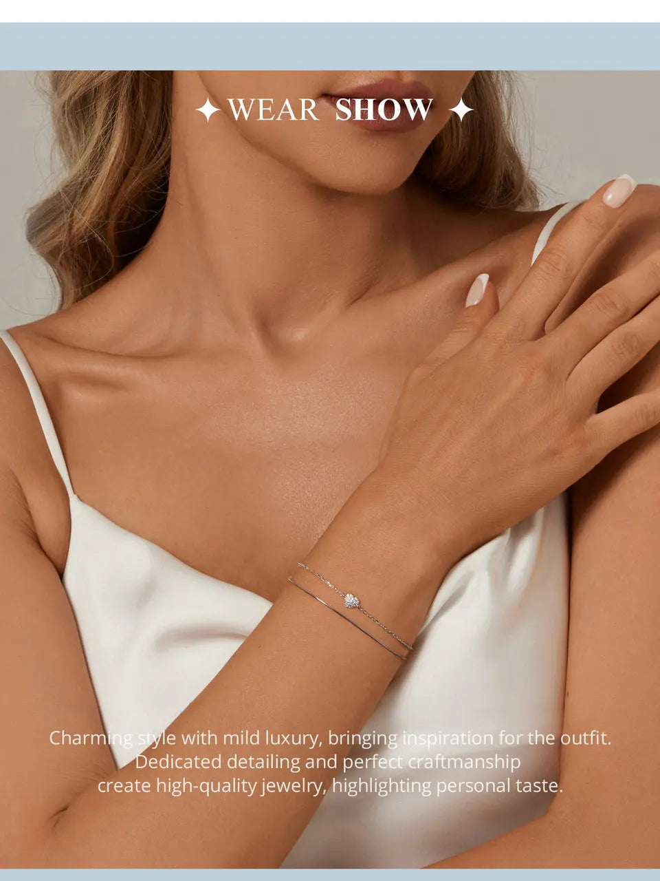 925 Sterling Silver Sparkling Heart Double Layer Bracelet for Women Adjustable Lock Chain Bracelet Fine Jewelry Gift