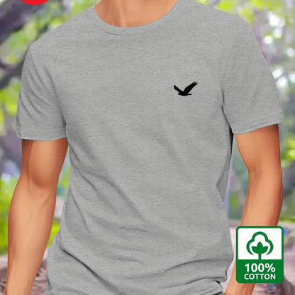 Men's Summer 100% Cotton Eagle Graphic Printed Fashion Sports and Leisure Loose Round Neck Short Sleeve T-shirt Top