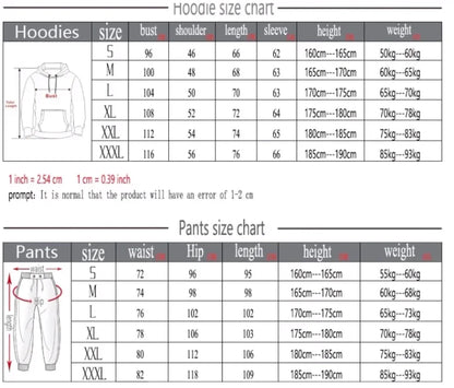 Men's Autumn and Winter Pattern Casual Two-Piece Set Hooded Sweatshirt and Pants with Pockets Regular Fit Outdoor Sport Suit
