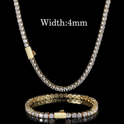 Hip Hop Jewelry Cubic Zirconia Iced Out Tennis Chain Iced Out 18k Gold Plated Bling Necklace For Women Free Custom Laser Logo