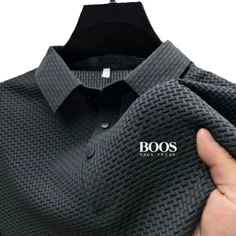 New men's high-quality ice silk short sleeved polo shirt for summer fashion, casual, comfortable, breathable and cool top