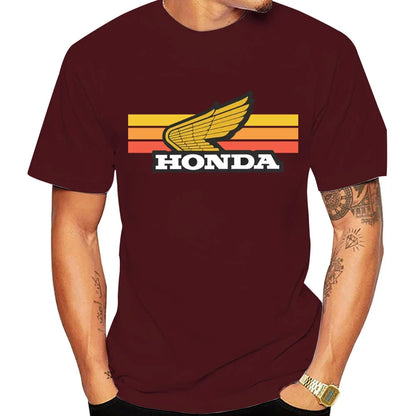 Sunset Retro Men's T-shirt Summer Short-Sleeve Women's T-shirt 2025 New Fashionable 100% Cotton Couple Motorcycle Top