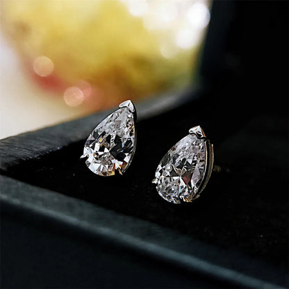 Waterdrop Solitaire Moissanite Stud Earring with Certificate 1-4CT Pear Cut Diamond Ear Studs S925 Silver Jewelry for Women Men