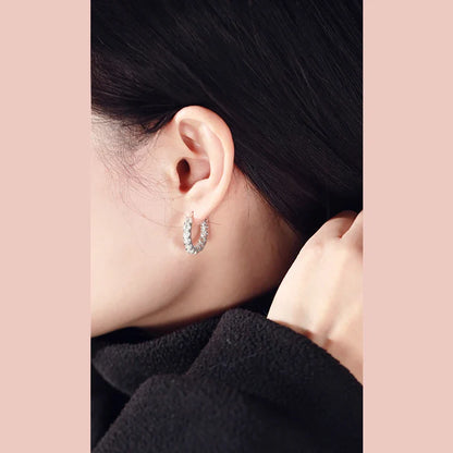 18k Plated Total 2.6CT Full Moissanite Hoop Earring for Women Sparkling Wedding Party Earring 925 Sterling Silver Jewelry