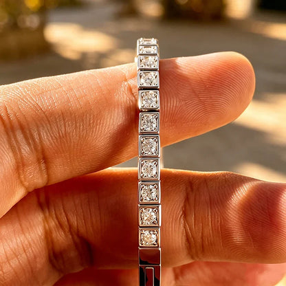 Certified D Color 2.5mm Moissanite Bangles for Women Full Diamond Men Hip Hop Tennis Bracelet 925 Sterling Silver Jewelry