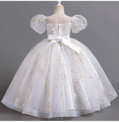 Girls' Flower Wedding Dress Long Sleeveless Summer Princess Rainbow Host Gift Performance Program