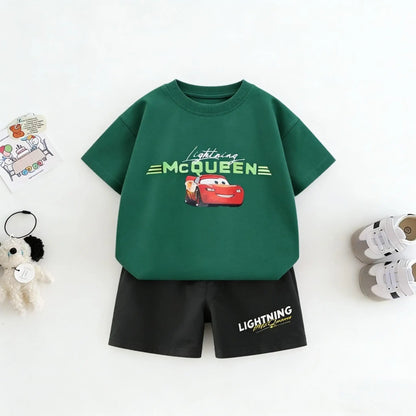 2piece/set For Boy Clothing Summer Cotton Cartoon Car Tshirt + Shorts Children's Wear Outfits Kids Costume Leisure Tracksuits