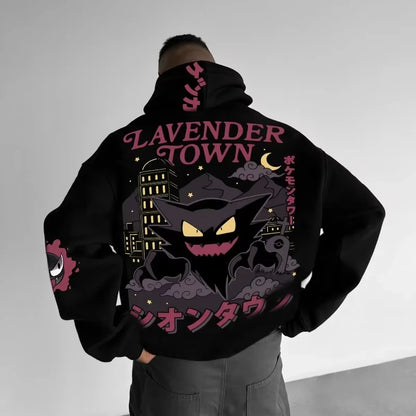 Anime Halloween Gengar Double Printed Hoodie for Men and Women, Autumn/Winter  Harajuku Large Size Casual Trend Sweater