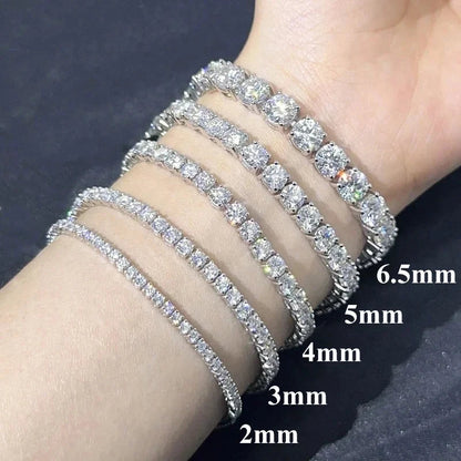 Hip Hop Unisex Moissanite Tennis Chain Original 925 Sterling Silver Moissanite Bracelet Necklace For Women Men Wedding Jewelry
