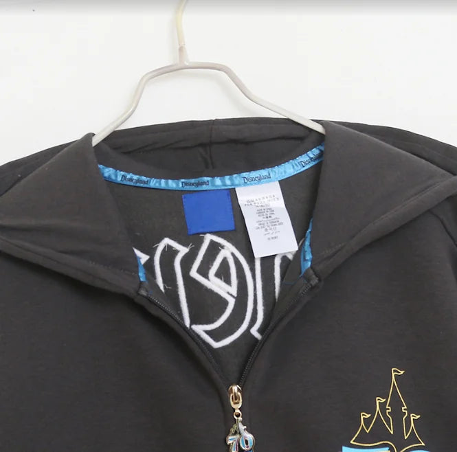 Mickey Mouse Cartoon Print Embroidery Fleece Sweatshirt Women Hooded Zipper