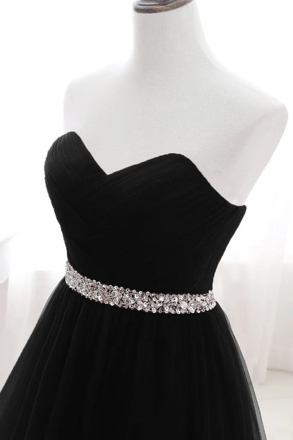 A-line Strapless Tulle Royal Blue Evening Dresses Lace Up Crystal Sequin Formal Party For Bride Sexy Prom Gown Wedding Party