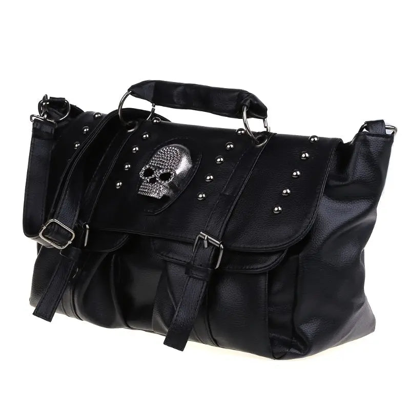 Punk Style Women Handbags Pu Leather Skull Tote Bag Black Large Capacity Shoulder Bag 2022 Luxury Crossbody Bags