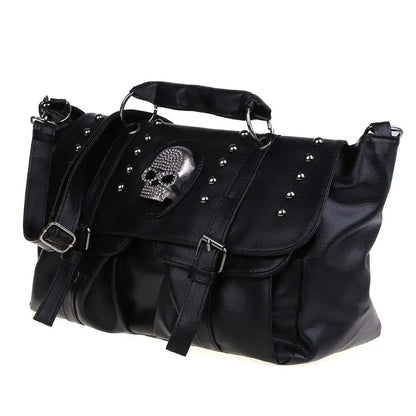 Punk Style Women Handbags Pu Leather Skull Tote Bag Black Large Capacity Shoulder Bag 2022 Luxury Crossbody Bags
