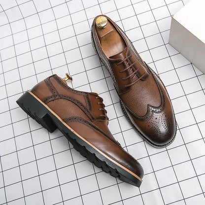 Handmade Men’s Wingtip Oxford Shoes – Genuine Leather, Lace-Up, Brown/Black, EU 40–48