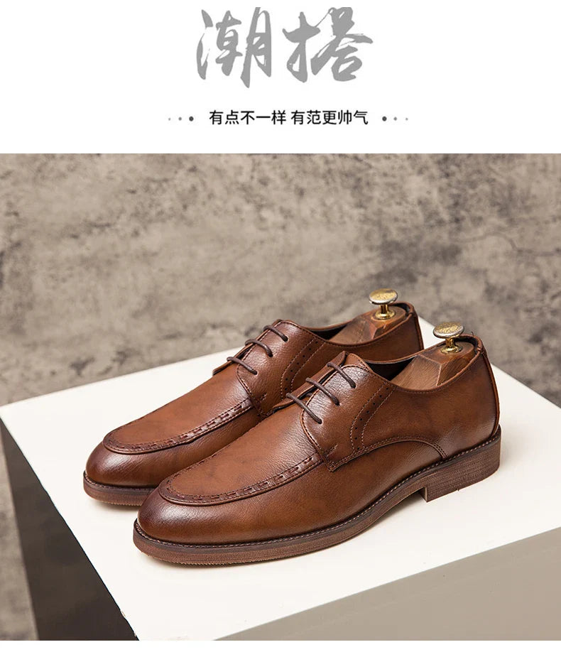 Trend Dress Shoes Man Retro Casual Business Oxfords Leather Shoes Men Formal Social Brogues Wedding Party Leather Shoes For Male