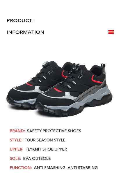 Light Breathable Sneaker Safety Shoes With Steel Toe Cap Anti-Piercing, Shock Absorbing Anti-Smash Design, Work Shoes for Men