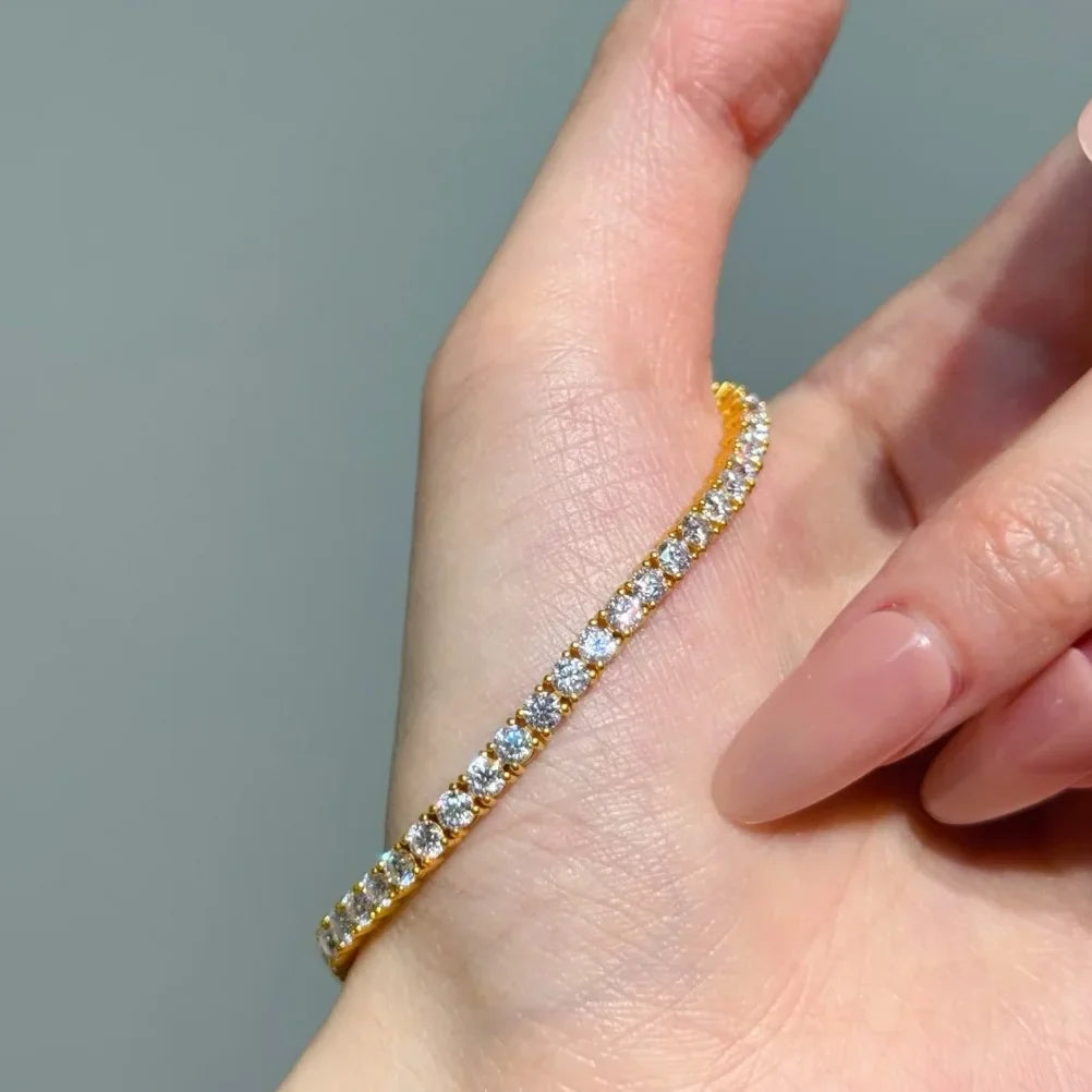 3/4/5mm Moissanite Tennis Bracelet for Women Man S925 Silver Plated 18k Gold Wedding Party Fine Jewelry with certificate