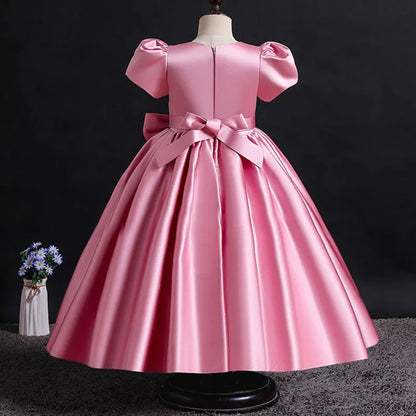 Girls Party Dresses Summer Luxury Elegant Bow Princess Dress Kids Baptism Lace Wedding Vest Birthday Evening Clothes 1-16 Year