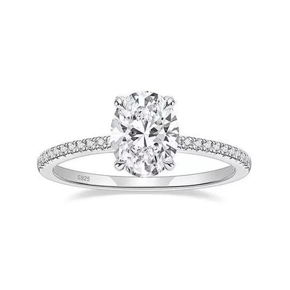 Oval Cut Moissanite Ring S925 Sterling Sliver Plated 18k White Gold Wedding Engagement Rings For Women