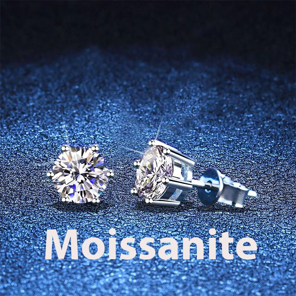 2ct 8mm Moissanite Earrings for Women Lab Grown Diamond Ear Studs 925 Sterling Silver Fine Jewelry Gift