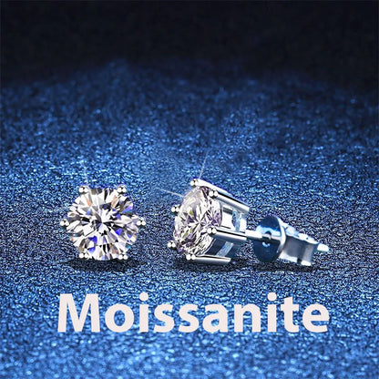 2ct 8mm Moissanite Earrings for Women Lab Grown Diamond Ear Studs 925 Sterling Silver Fine Jewelry Gift
