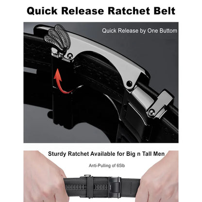 Men's Automatic Belt Genuine Leather Adjustable Buckle Belt Black/Brown Gear-Style Belt High-Quality Business Casual Men's Belt