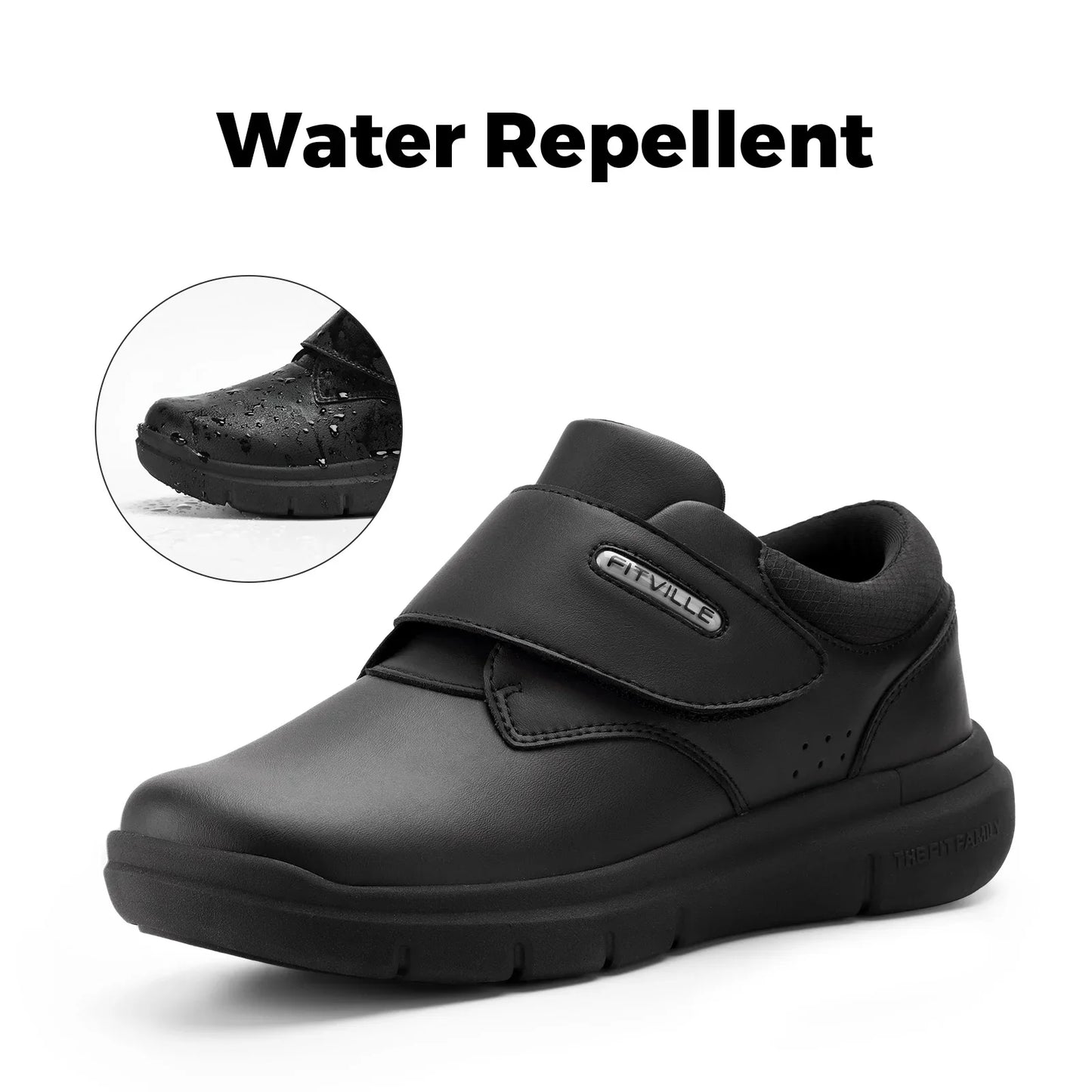 Extra Wide Men's Shoes Leather Diabetic Shoes Walking for Elder Orthopedic Toes Swollen Feet Non-Slip Arch Support