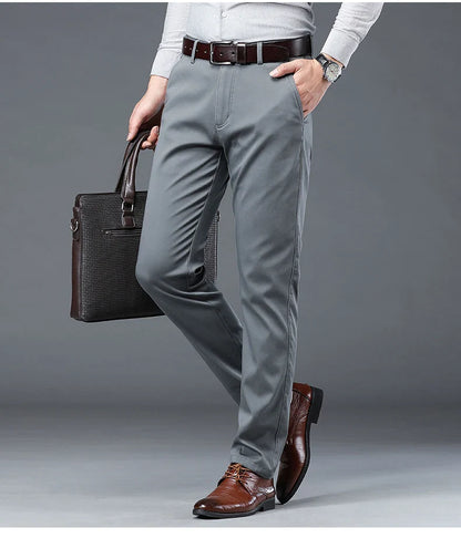 Winter Men Brand Fleece Pants Warm Cotton Business Thick Suit Casual Trousers Male Plush Formal Wear Pants 28-40