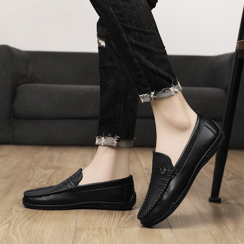 New White Black Leather Men Casual Shoes Luxury Brand Formal Dress Shoes Designer Men Loafers Breathable Slip on Driving Shoes