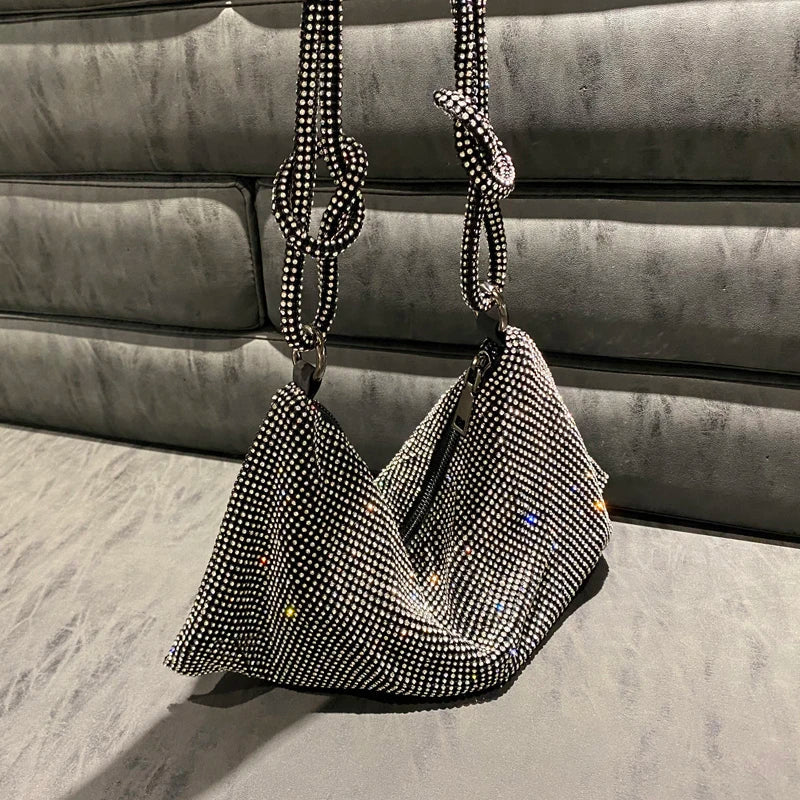 luxury Designer hobo shoulder bag handmade Shining Rhinestones Evening clutch Bag Purse Crystal Purses and handbag Hobo Bags