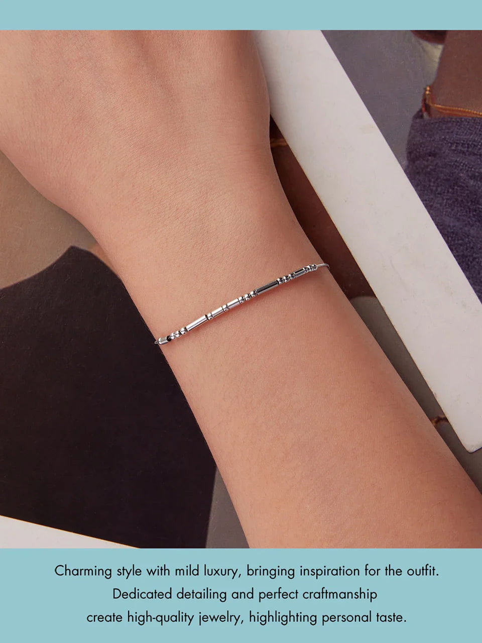 BAMOER 925 Sterling Silver ‘I Love You’ Morse Code Bracelet Vintage Beads Wrist Chain for Women Girls Lightweight Love Gift