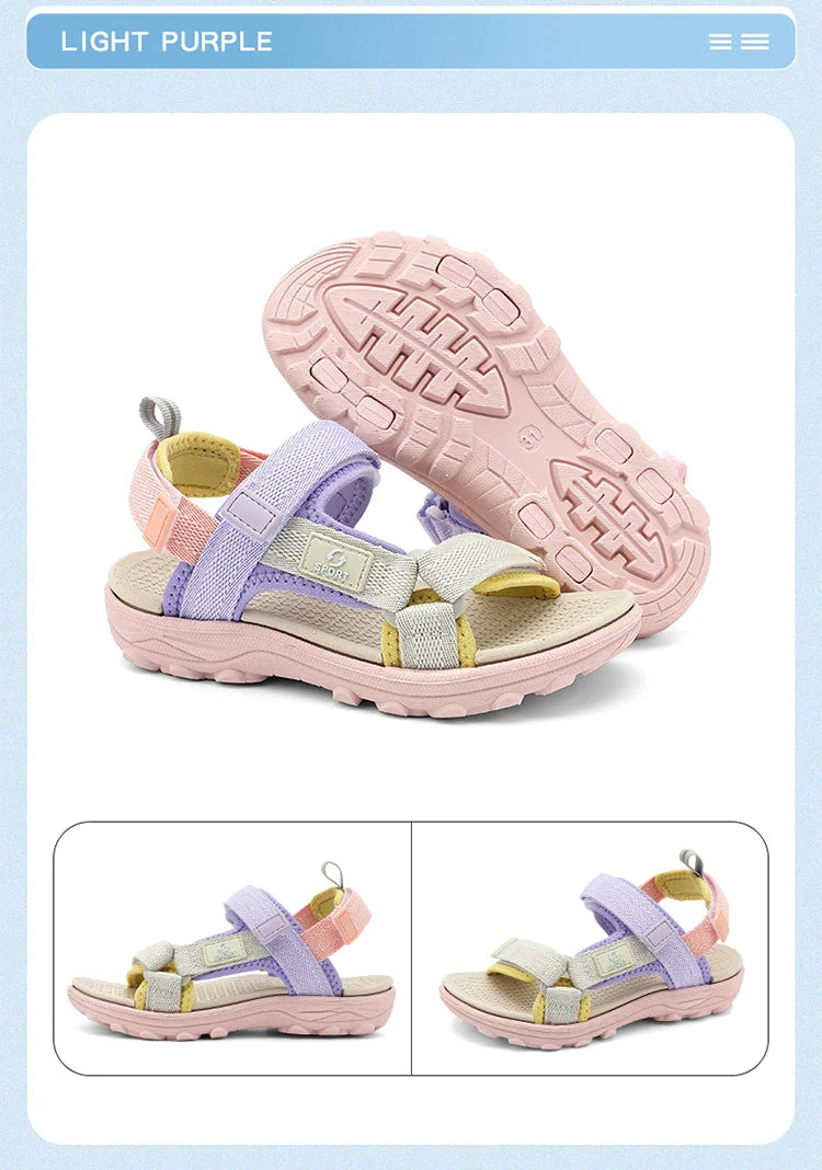 Kids Summer Sport Sandals Soft Sole Non-Slip Flat Beach Water Shoes Breathable Outdoor Walking Sandals for Boys&Girls