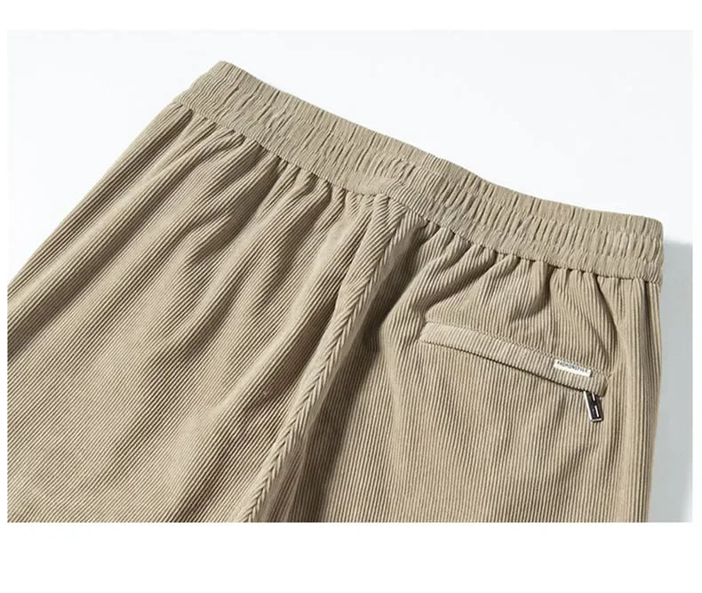 Men's Corduroy Straight Casual Pants Spring Autumn Business Leisure Fashion Trousers Regular Fit Male Pants Brand Clothes