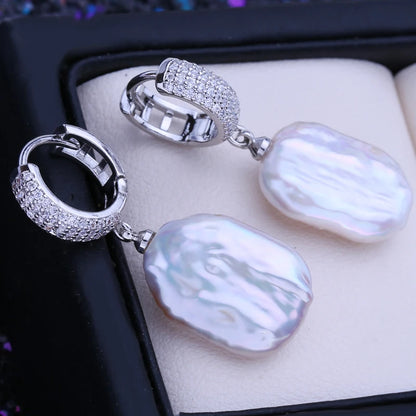Natural Freshwater 12-16mm Big Baroque Pearl Drop Earrings 925 Sterling Silver Bridal Jewelry Gifts or Women Wholesale