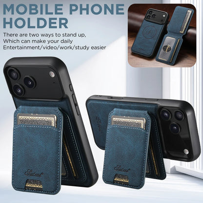 Wireless Charging Phone Case Magnet Card Holder Stand Faux Leather For iPhone 17 Pro Max 16 Plus 15 14 13 12