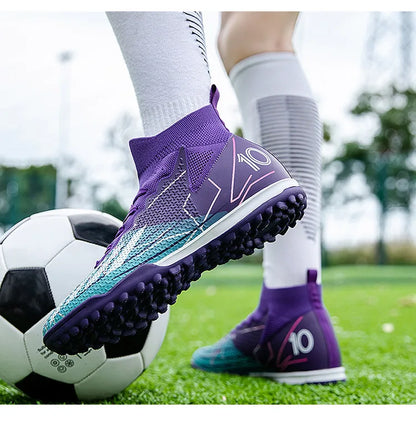 Professional Sports Soccer Shoes TF Broken Nail Teenagers Outdoors Comfortable High-Tops Training Shoes Non Slip Football Shoes