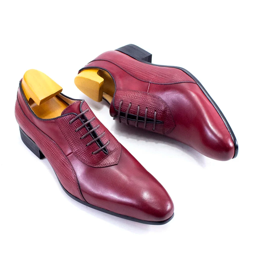 Luxury Genuine Leather Men's Dress Shoes Oxford Handmade Formal Office Business Wedding Classic Lace-Up Footwear