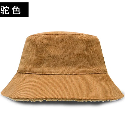 Double-sided Wearable Dad Winter Fisherman Hat Woman Corduroy Fur Bucket Hats Men Big Size Panama Hats Lady Warm Snow Hat
