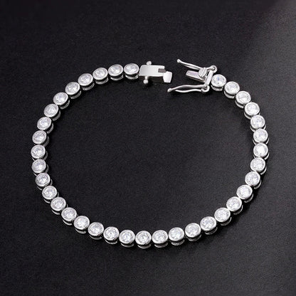 2mm Moissanite Bubble Tennis Bracelet For Women S925 Silver Sparkling Wedding Bracelet Can Pass Diamond Test Fine Jewelry
