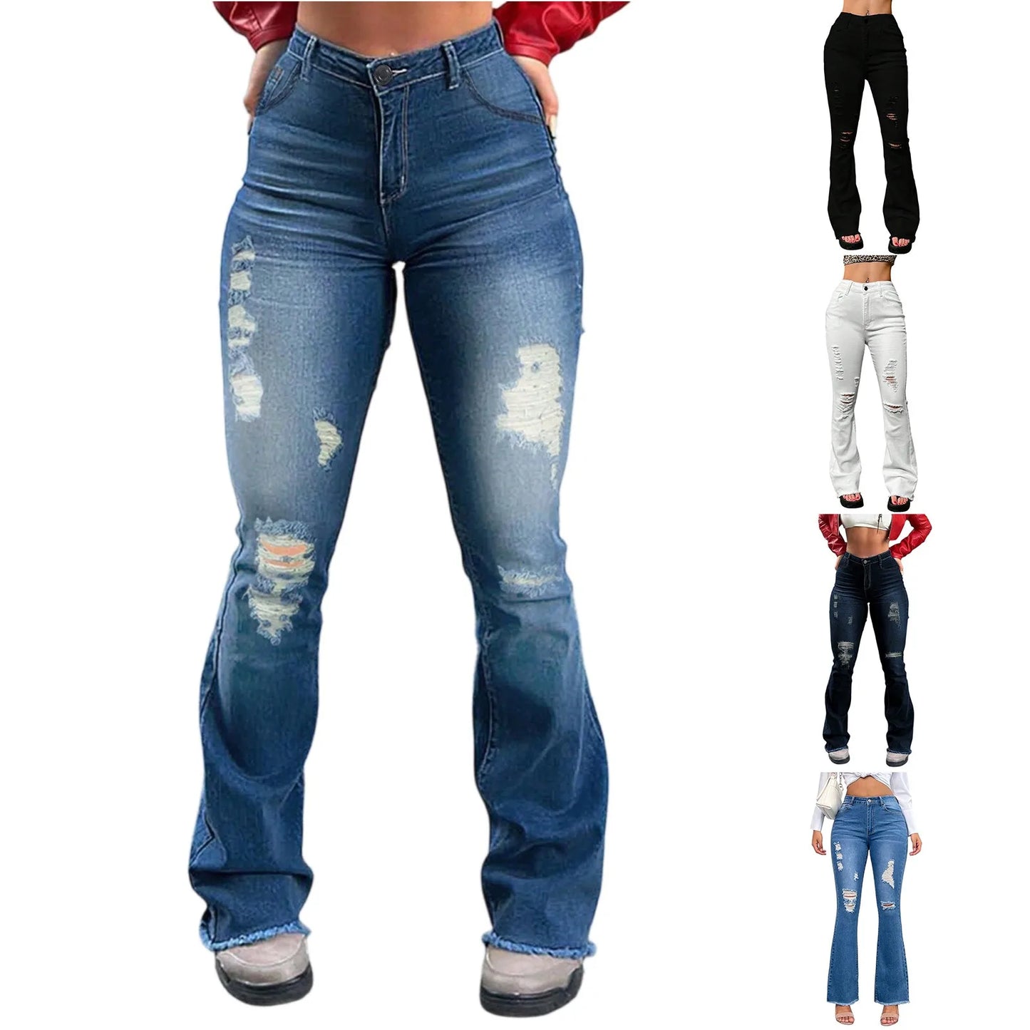 High waisted hip-lifting sexy denim trousers