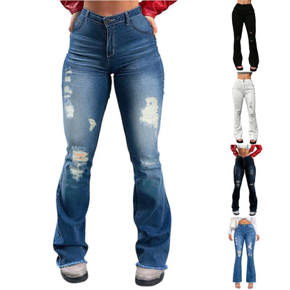 High waisted hip-lifting sexy denim trousers