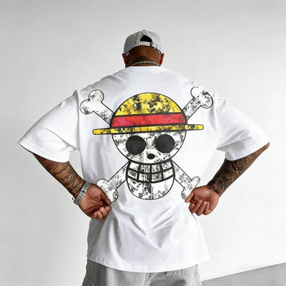 Anime Printed Cotton T-shirt 2026 Men's and Women's Summer New American Street Hip Hop Loose Casual Parent-child Top