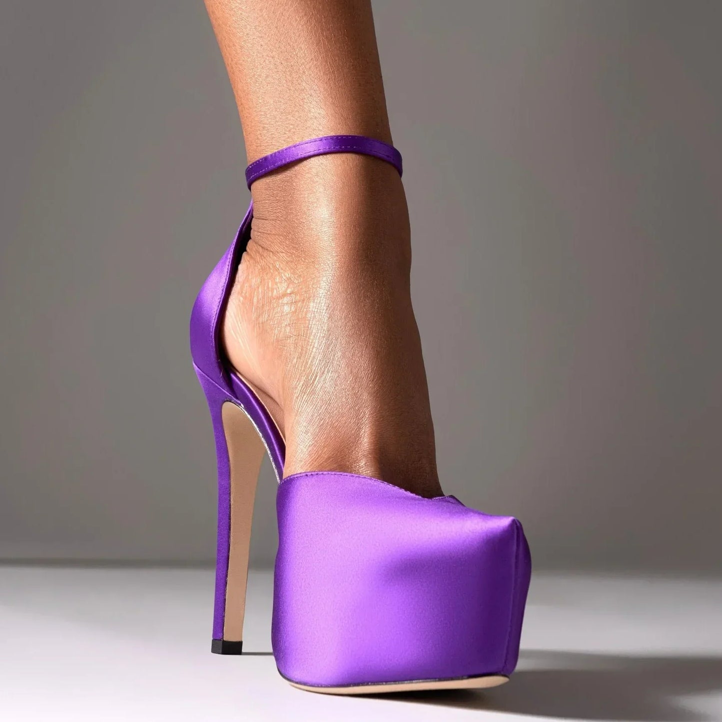 Red Patent Leather Platform High Heels  Stiletto Ankle Buckle Strap Solid New Arrivals Fashion Slingback Buckle Strap Shoes