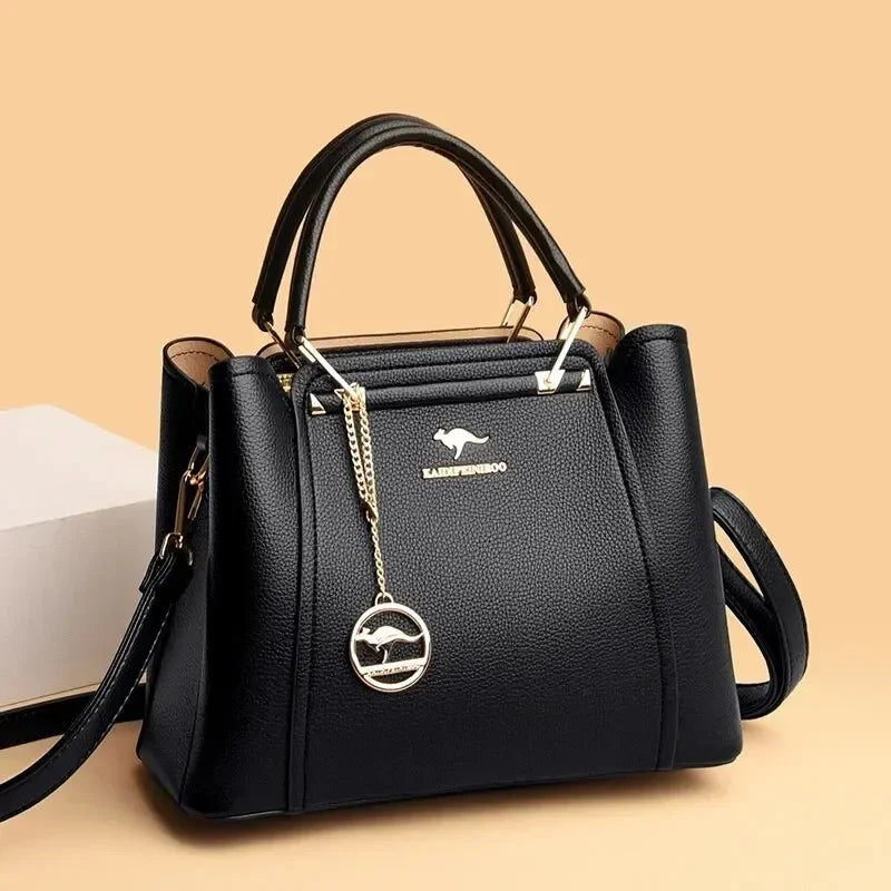 Fashion Women Soft PU Leather Handle Handbag Designer Shoulder Crossbody Bag Ladies Large Capacity Shopping Messenger Tote Bag
