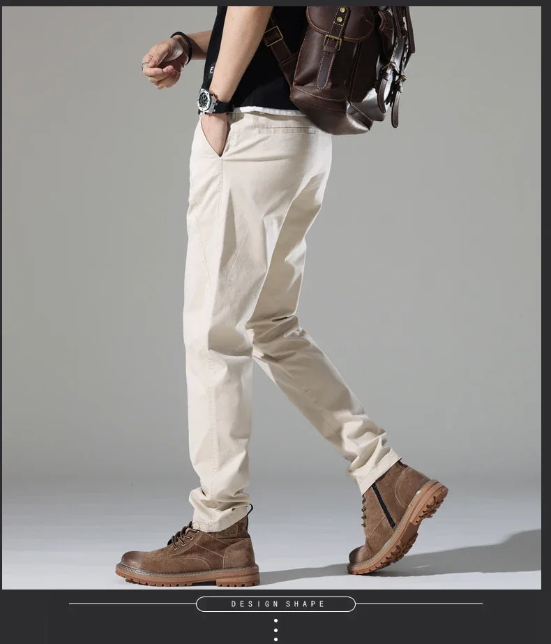 Spring New Men Casual Pants Slim Fit Stretch Arrivals Fashion Button Desinger Men's Streetwear Brand Male Clothing